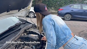 Female Orgasm And Big Boobs In A Parody Of A Mechanic Role Play