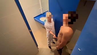 A Gym Cleaning Lady Catches A Man Masturbating And Gives Him A Blowjob