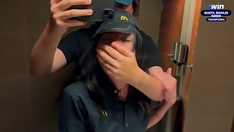 Daring Bathroom Encounter: Eva Soda And Mcdonald'S Employee Get Wild After A Soda Spill